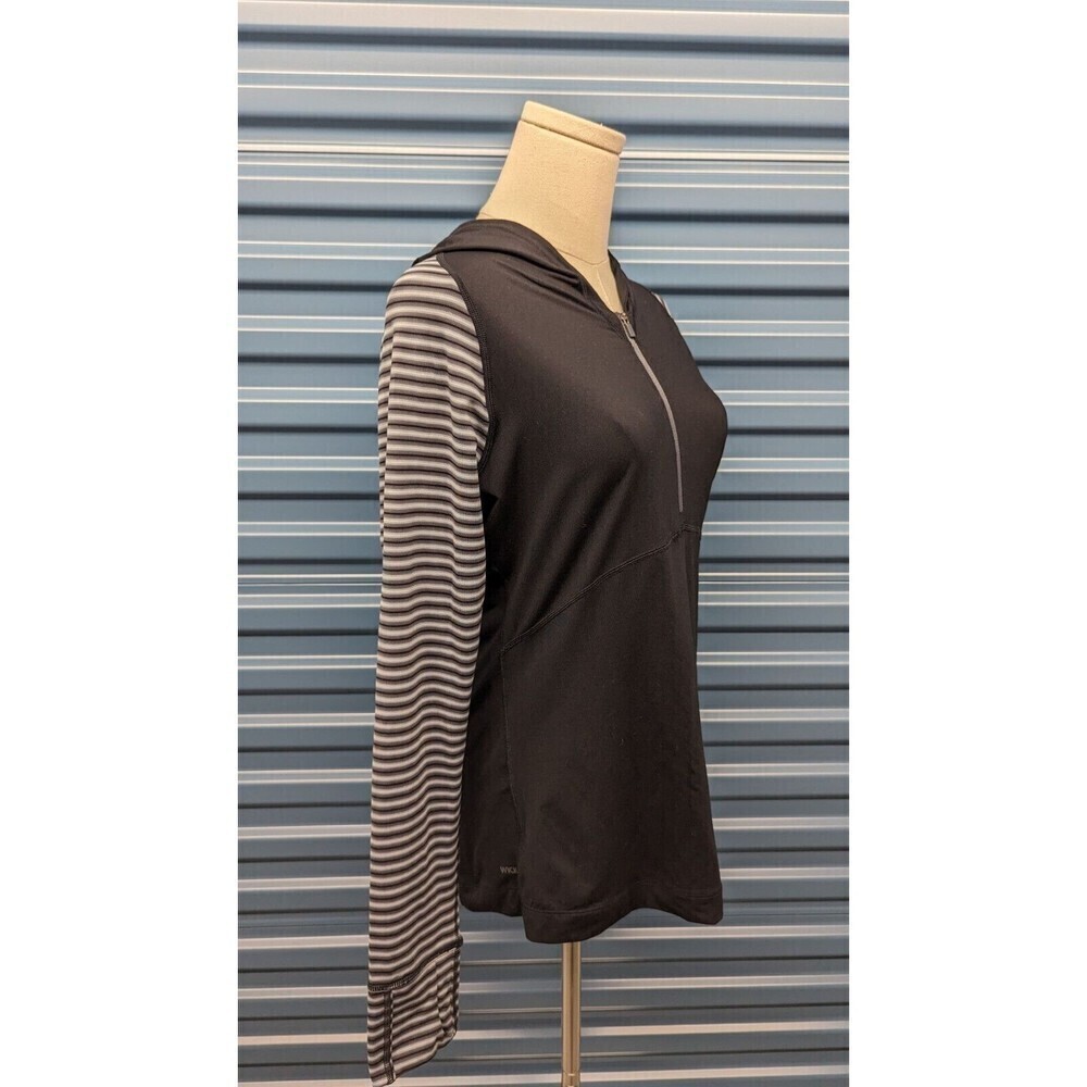 Mountain Hardwear Wick Q Athletic Hoodie Striped Sleeve Half Zip Popover Medium - Picture 3 of 9